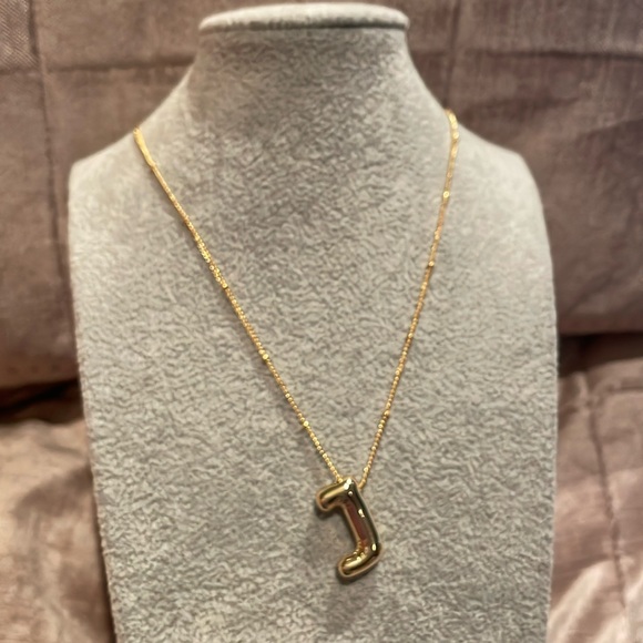 18 KT Gold Plated Bubble Initial All Letters Available Necklace New 17” - Picture 5 of 12